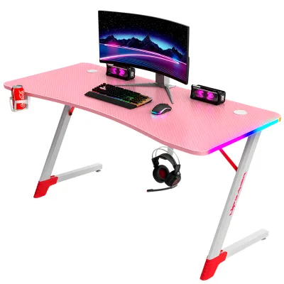 Mesa Gamer UPGD2209 1,40m Rosa e Branco